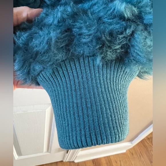 Anthropologie Curly Faux Fur Jacket in Teal. Large. Like New. - Picture 6 of 12